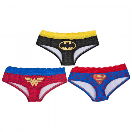 DC Comics Superhero Lace 3 Pair Pack of Hipster Panties